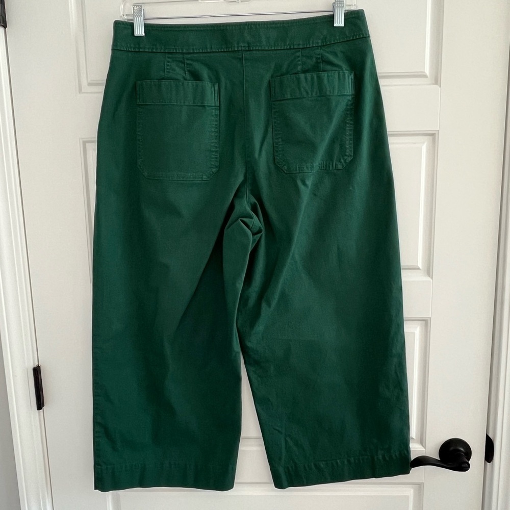 Talbots Green Cotton Slub Sailor Crop Pants Nautical Wide Leg Size 14 Vacation - Picture 6 of 13